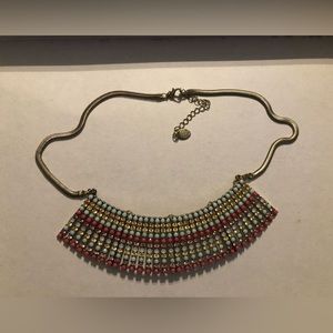 Gold and multi colored rhinestone necklace.